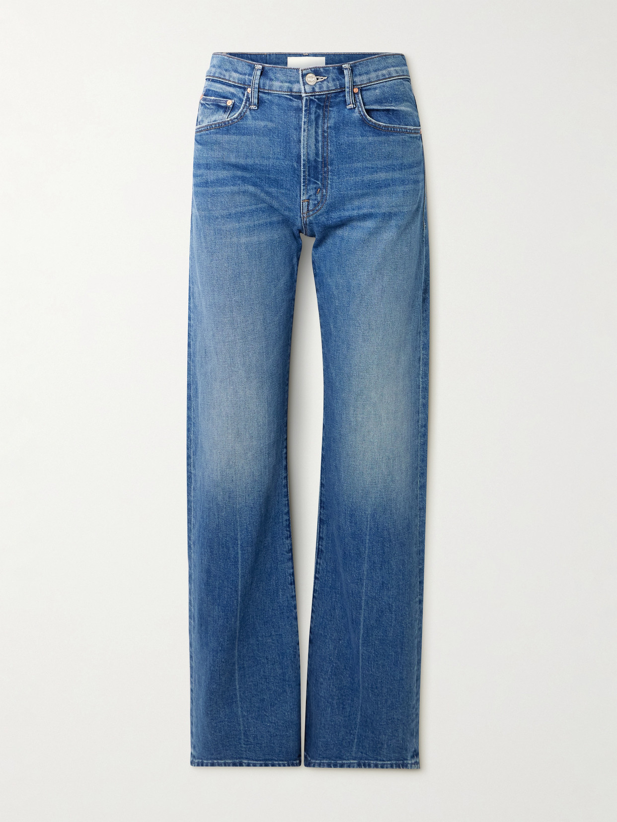 Mother Lasso Sneak Mid-rise Straight-leg Jeans In Blue