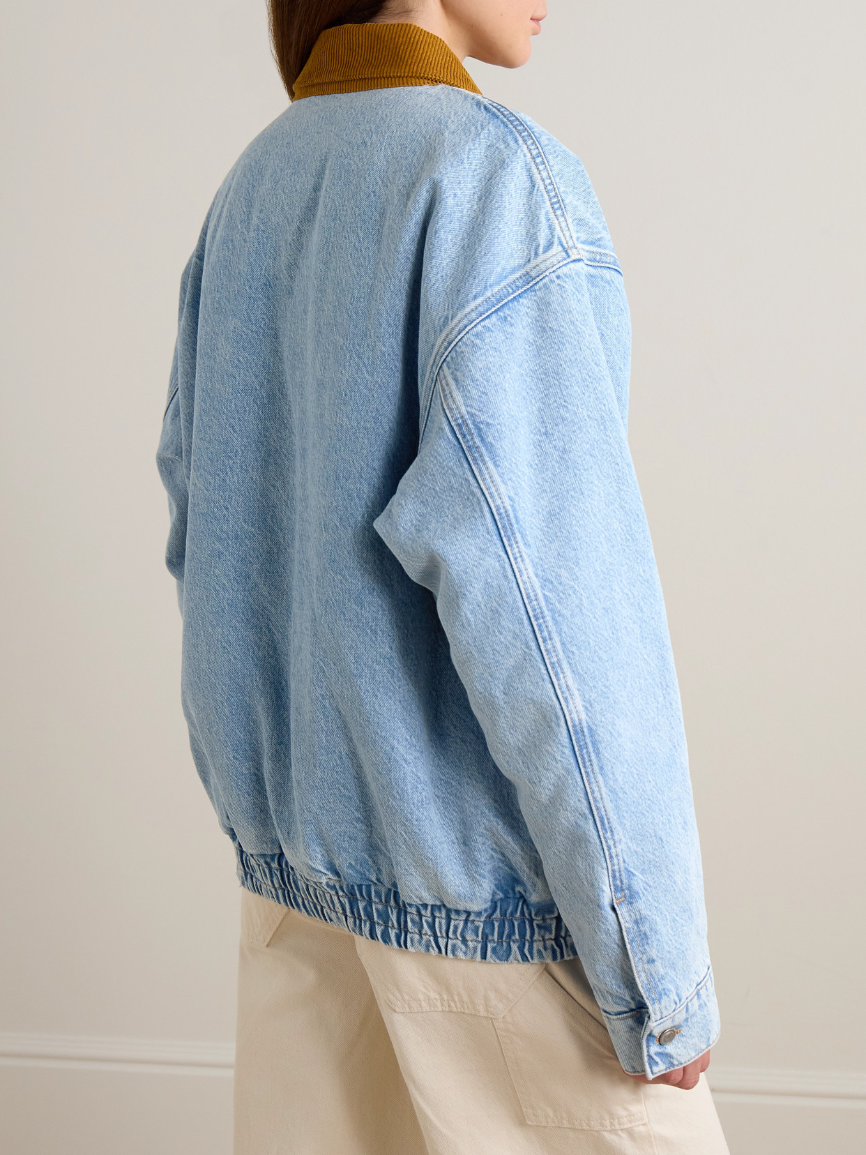 The Super Sizer Corduroy-Trimmed Appliquéd Denim Jacket