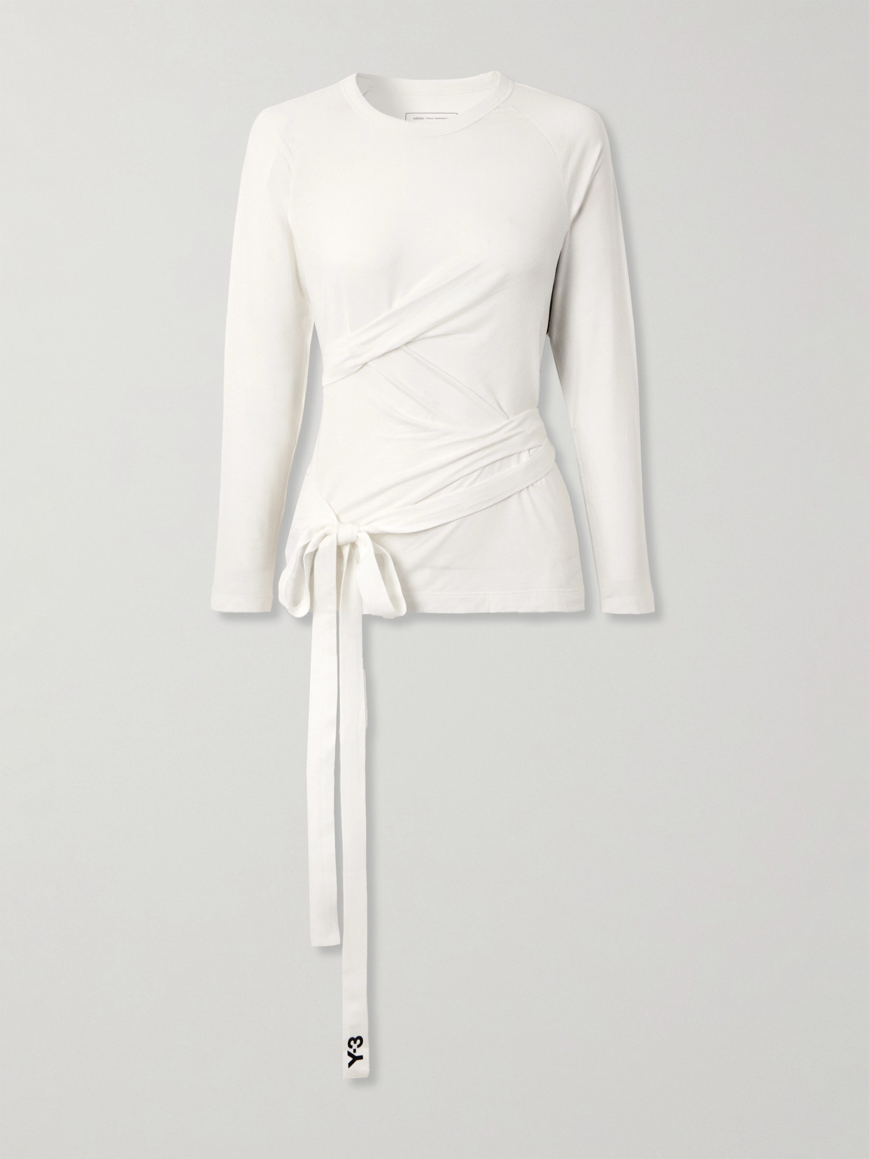 +Y-3 Tie-Detailed Striped Lyocell-Blend Jersey T-Shirt