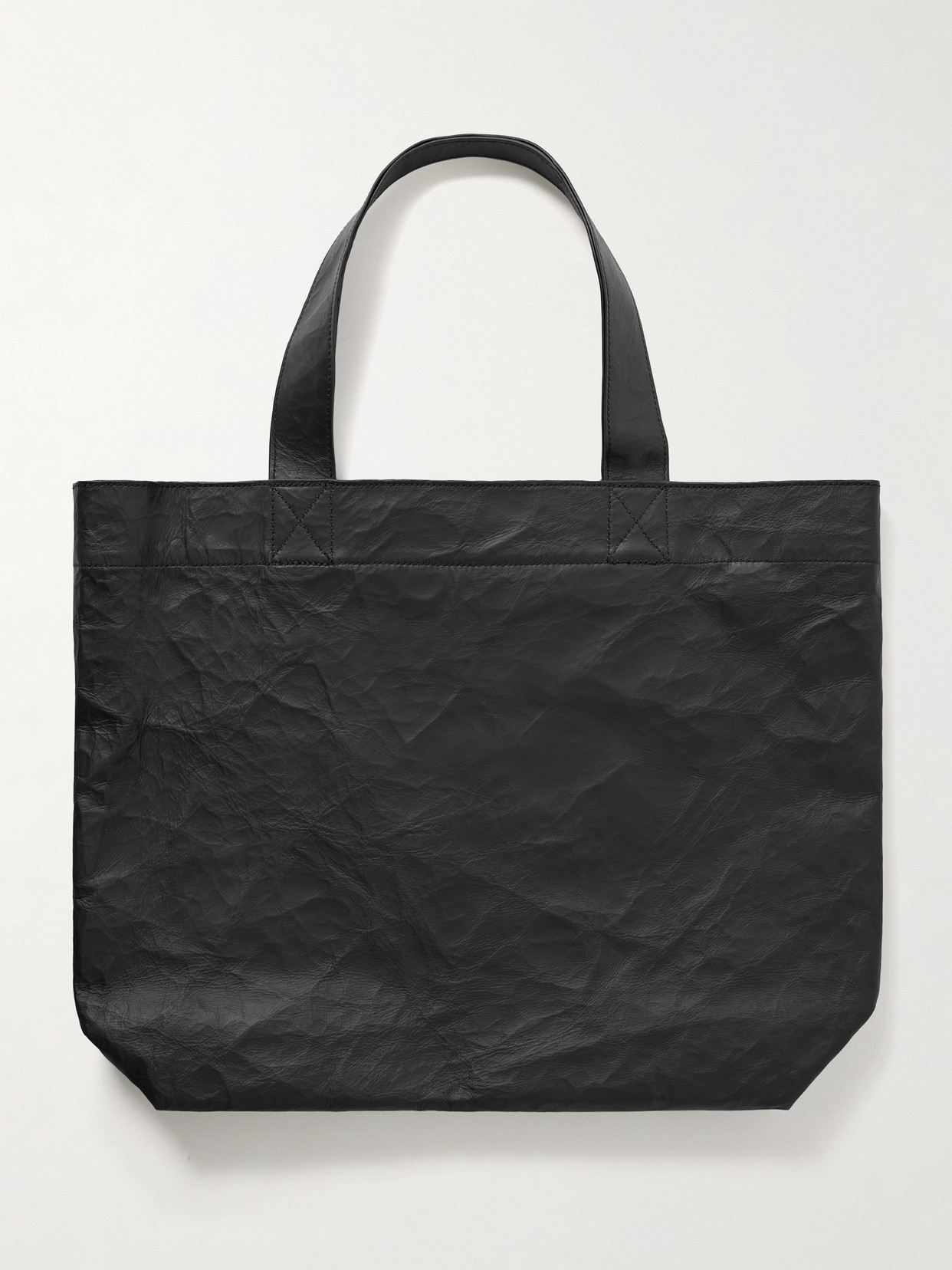 Adidas Originals + Y-3 Debossed Crinkled-leather Tote In Black