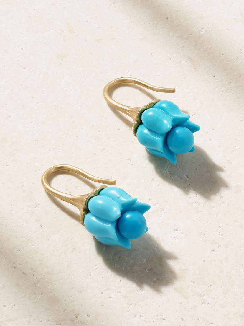 Irene Neuwirth Lily Of The Valley 18-karat Gold Turquoise Earrings