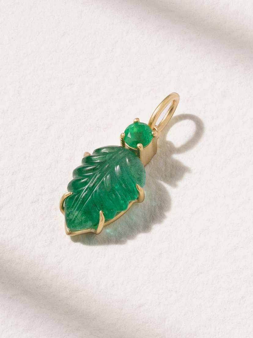 Irene Neuwirth Leaf 18-karat Gold Emerald Pendant