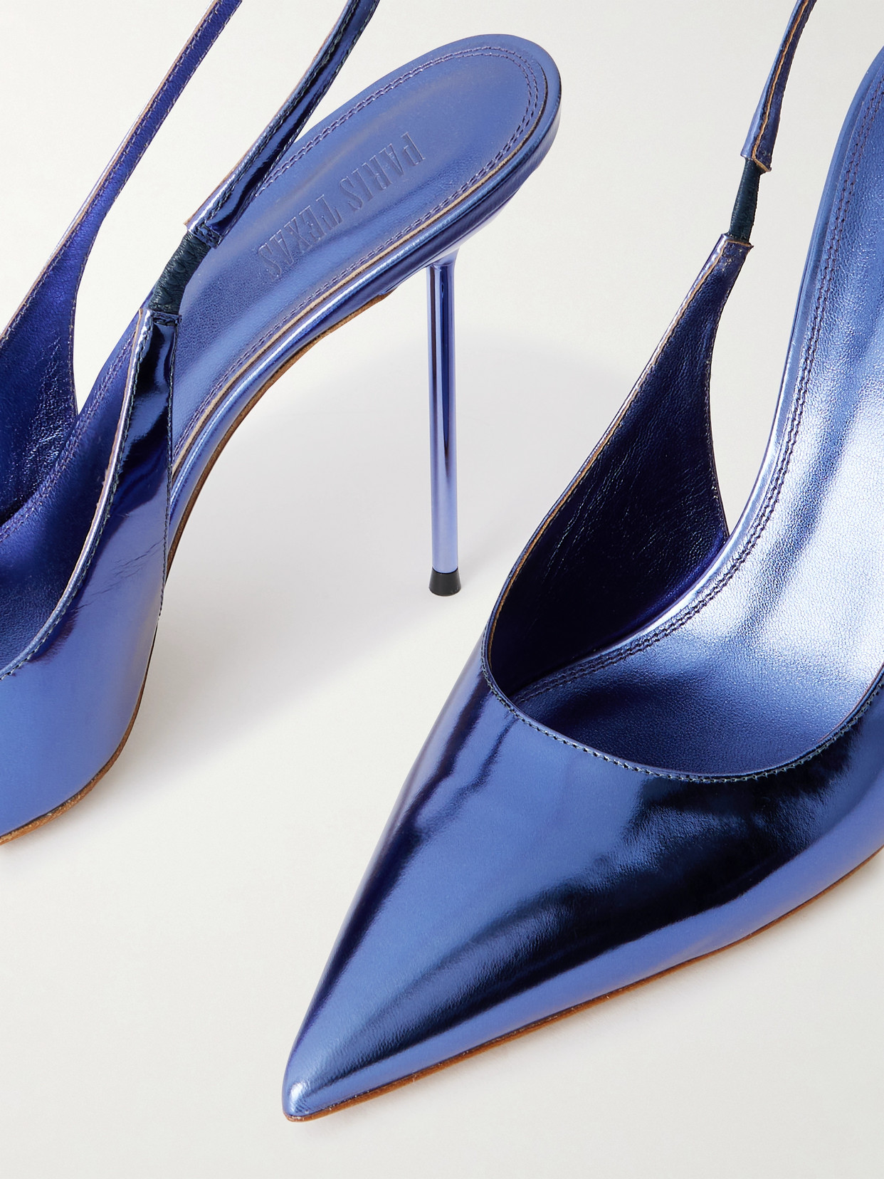 Paris Texas Lidia Mirrored-leather Slingback Pumps In Blue