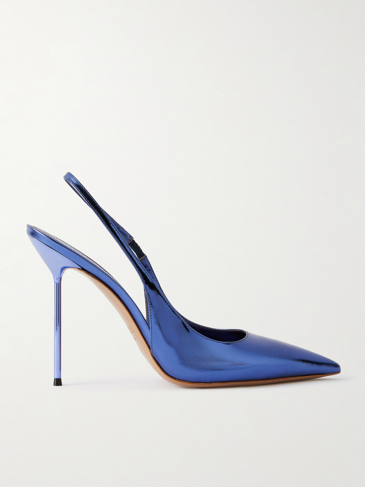 Paris Texas Lidia Mirrored-leather Slingback Pumps In Blue