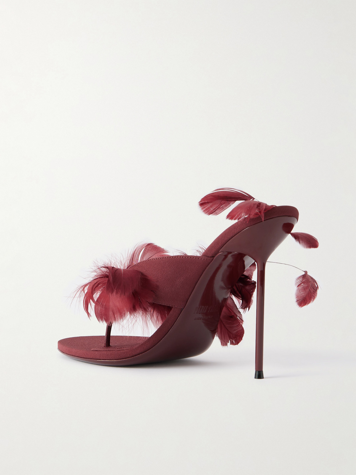 Paris Texas Lidia Feather-trimmed Leather Mules In Burgundy