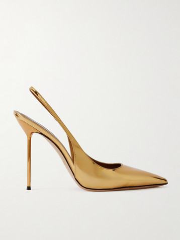 Paris Texas Lidia 105 mirrored-leather slingback pumps