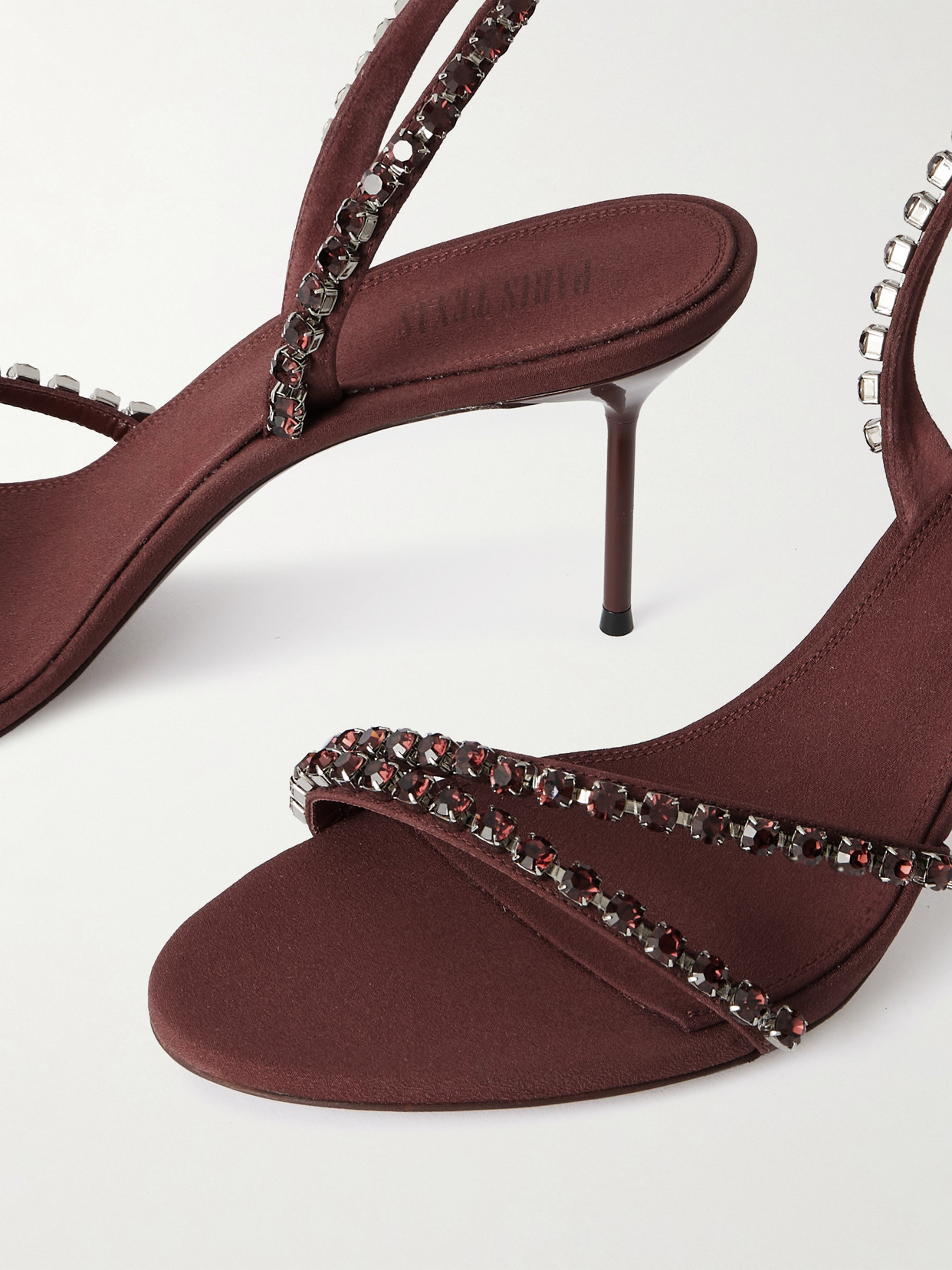 Paris Texas Lidia Crystal-embellished Crepe Slingback Sandals In Burgundy