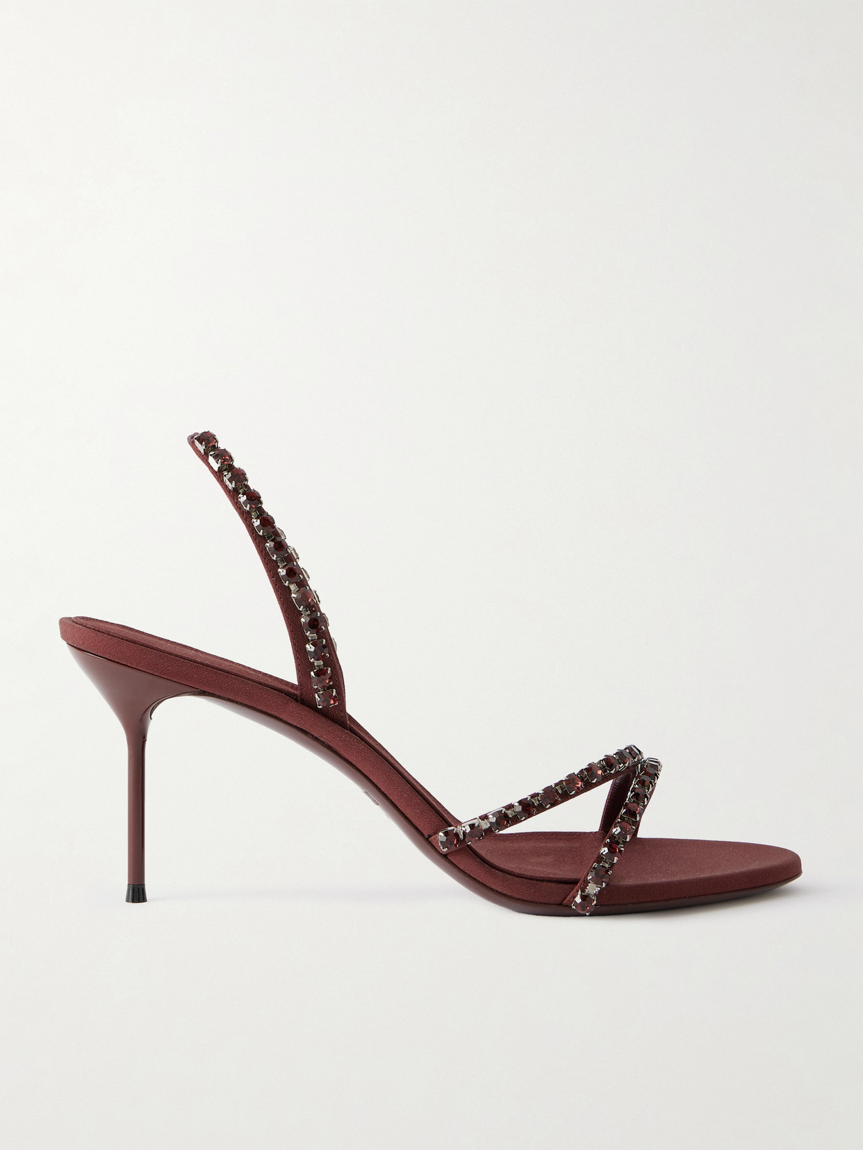 Paris Texas Lidia Crystal-embellished Crepe Slingback Sandals In Burgundy