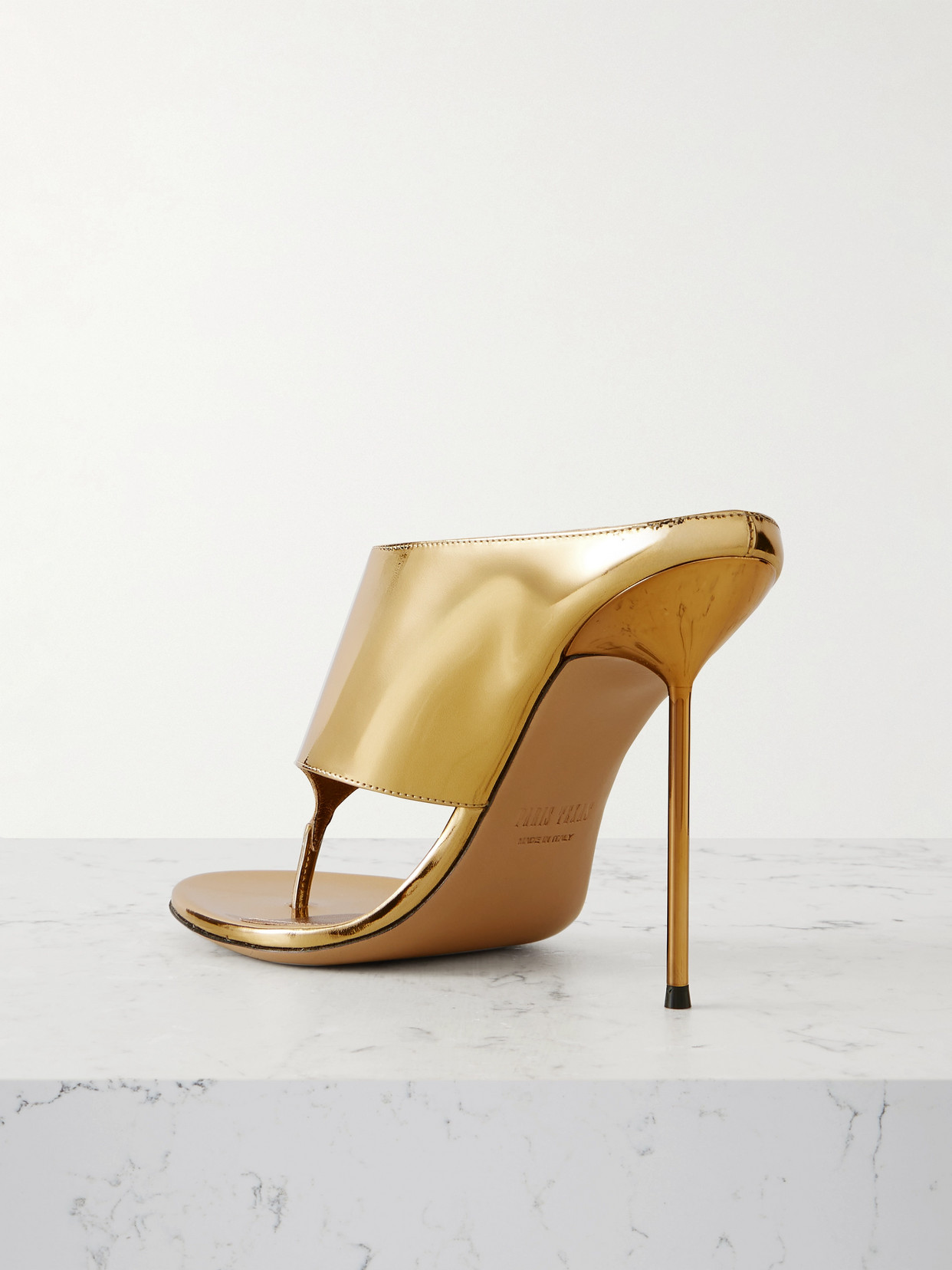Paris Texas Lidia Metallic Leather Mules In Gold