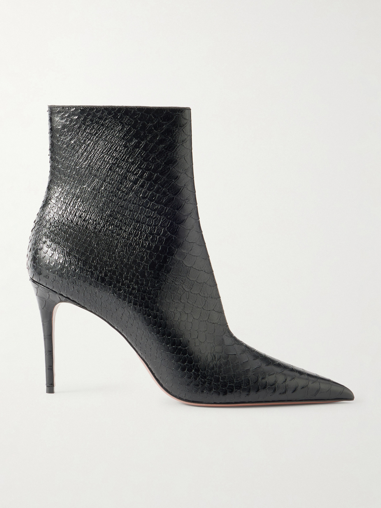 Paris Texas Vera 105 Snake-effect Leather Ankle Boots In Black