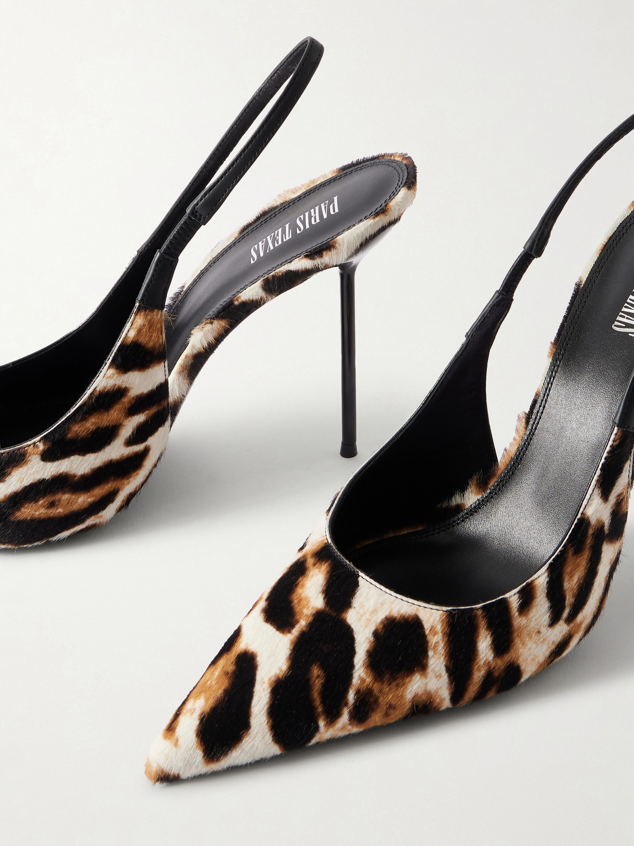 Lidia 105 Leather-Trimmed Leopard-Print Calf-Hair Slingback