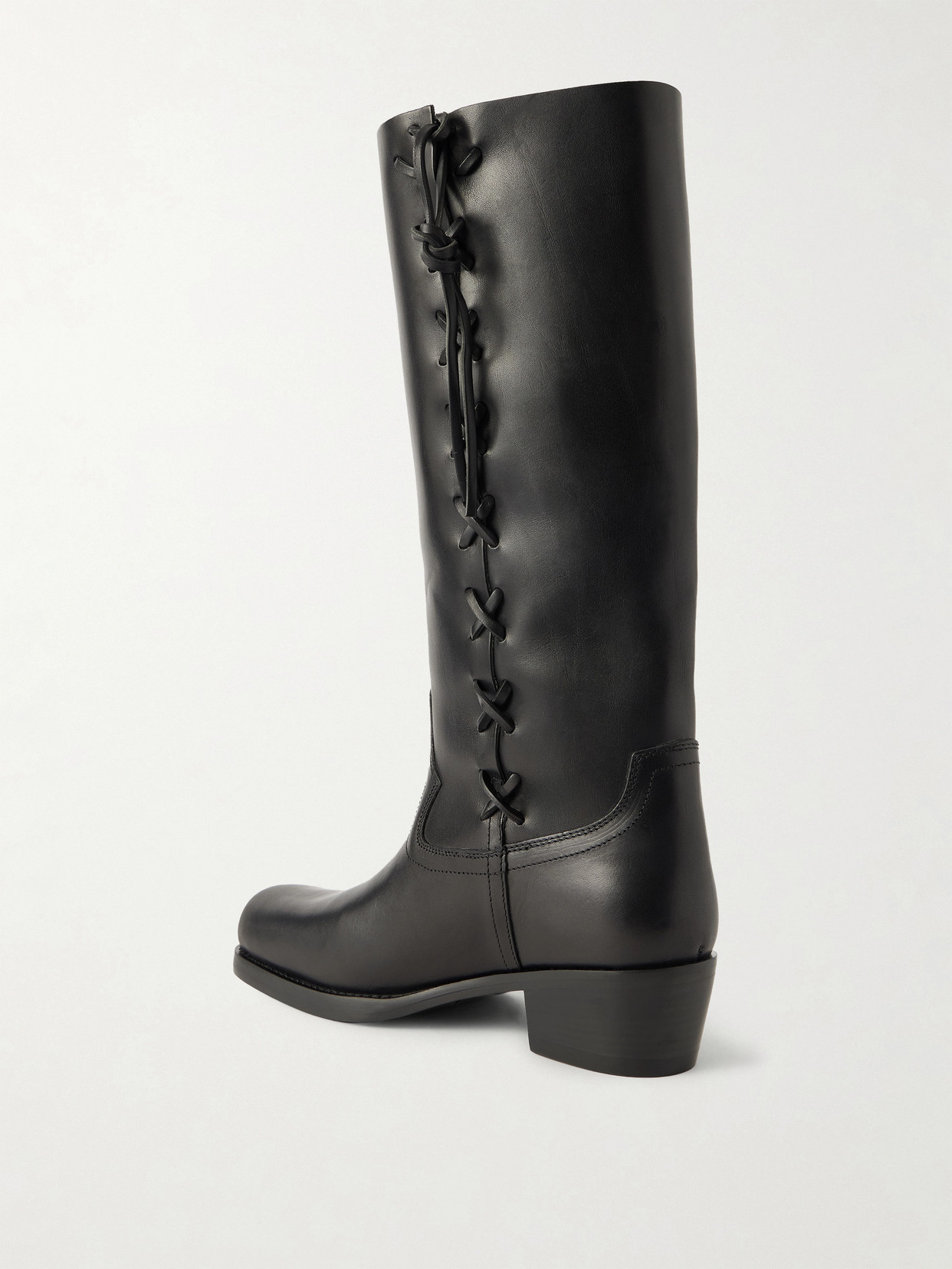 Paris Texas Black Calf Leather Bos Taurus Lace-up Boots In Multi