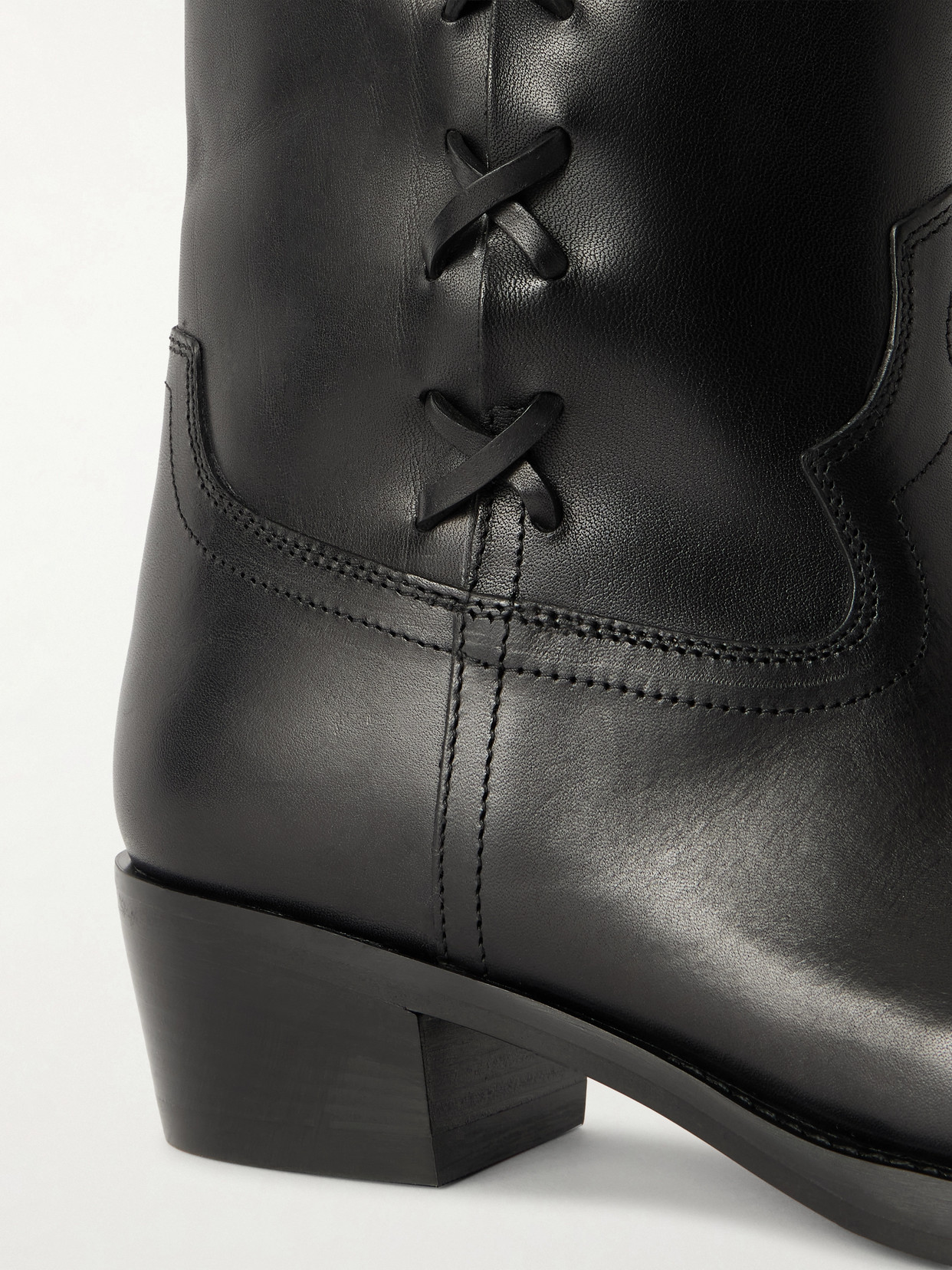 Paris Texas Black Calf Leather Bos Taurus Lace-up Boots In Multi