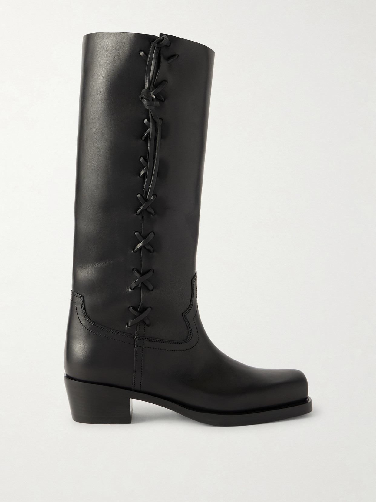 Paris Texas Black Calf Leather Bos Taurus Lace-up Boots In Multi