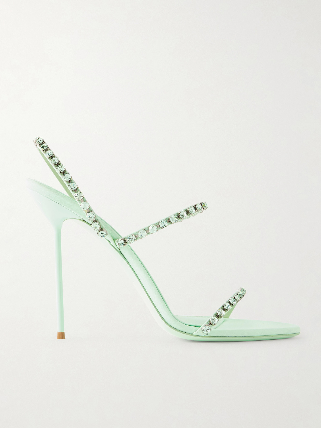 Paris Texas Lidia Crystal-embellished Crepe Slingback Sandals In Green