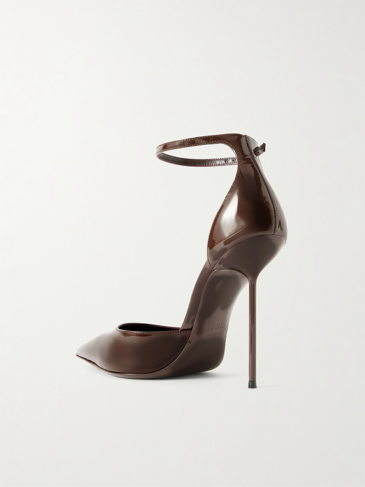 Paris Texas Pointed-toe Stiletto Heels With Slim Ankle Strap In Brown