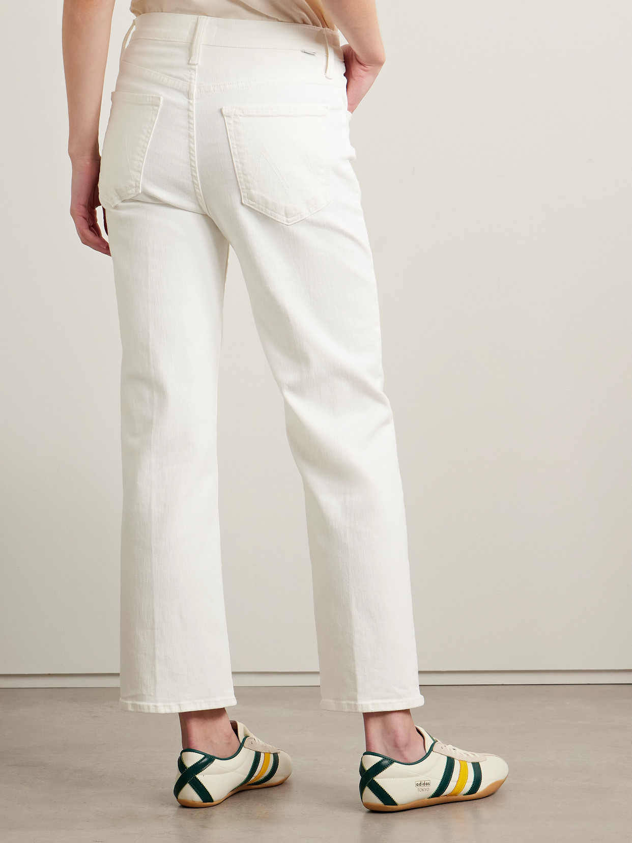 Mother The Rambler Zip Ankle Cropped High-rise Straight-leg Jeans In White