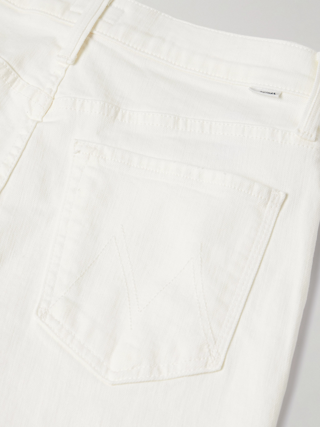 Mother The Rambler Zip Ankle Cropped High-rise Straight-leg Jeans In White
