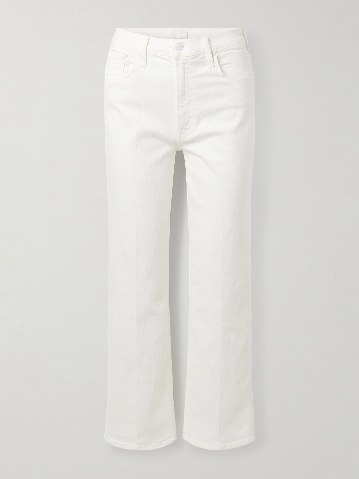 Mother The Rambler Zip Ankle Cropped High-rise Straight-leg Jeans In White