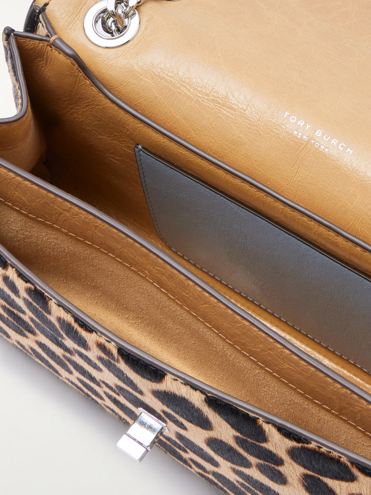 Tory Burch Kira Turnlock Leopard-print Calf Hair Shoulder Bag In Multi