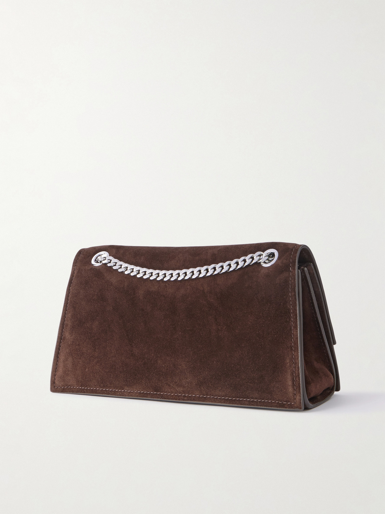 Tory Burch Turnlock Suede Shoulder Bag In Brown