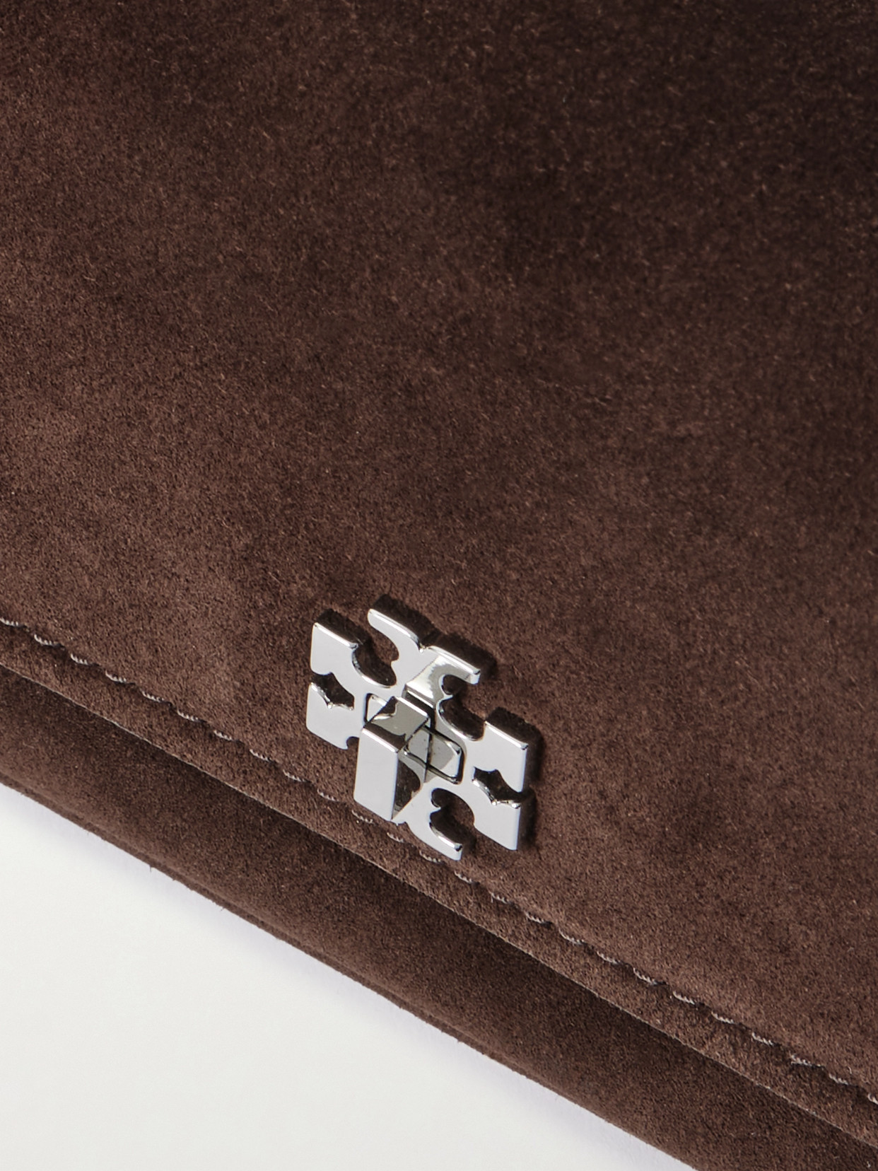 Tory Burch Turnlock Suede Shoulder Bag In Brown