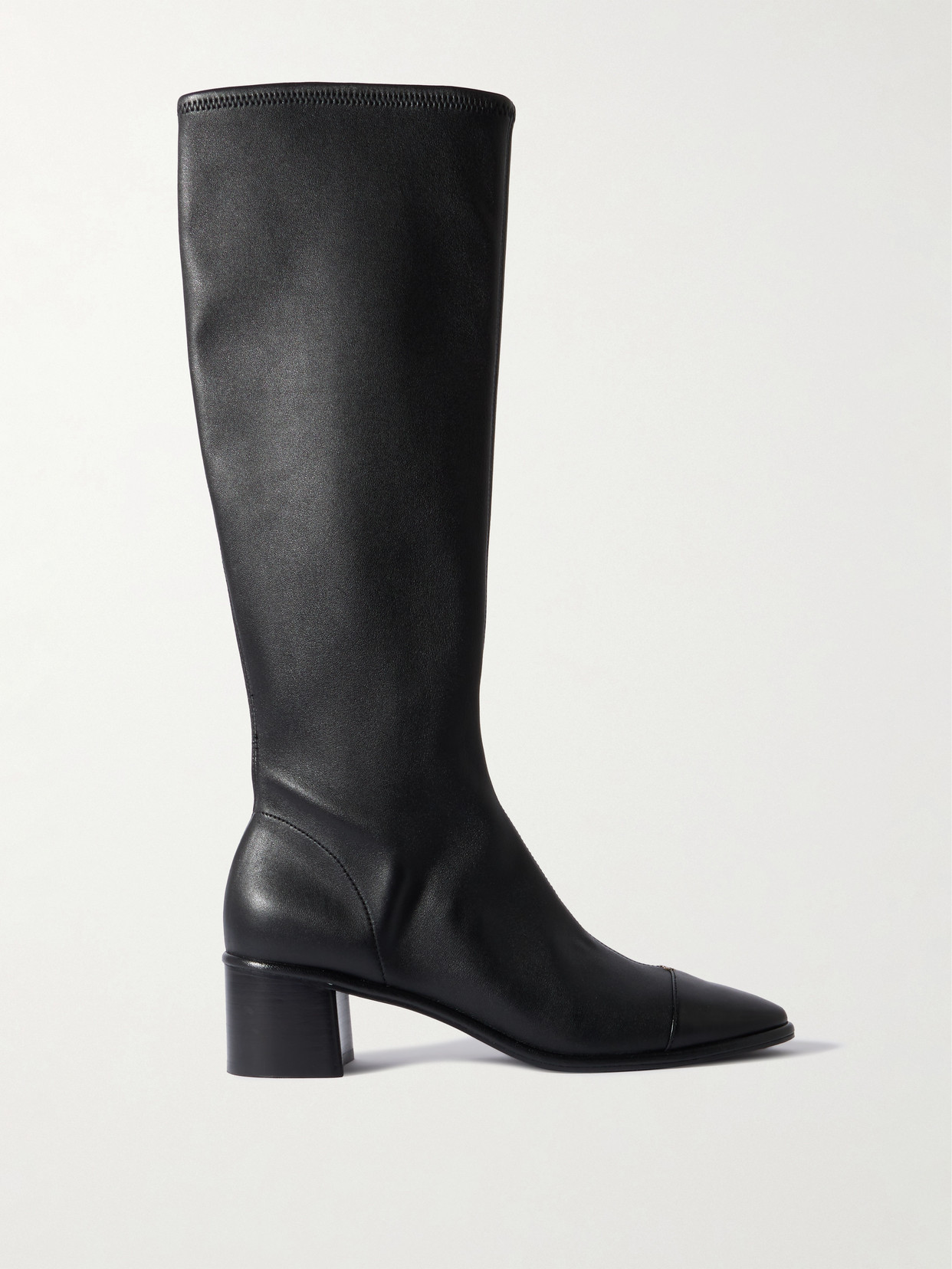Tory Burch Paneled Leather Knee Boots In Black