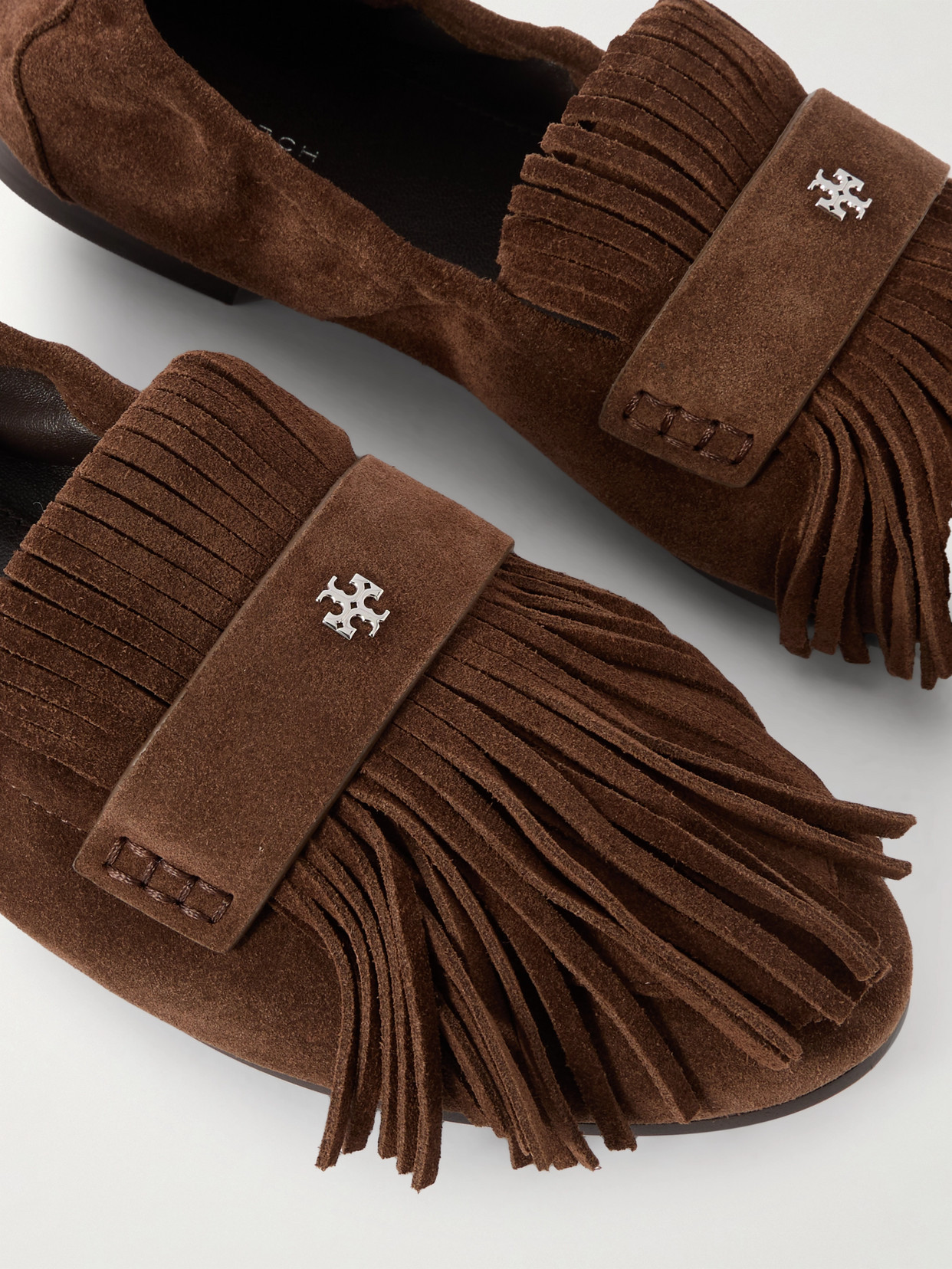 Tory Burch Fringed Suede Loafers In Brown