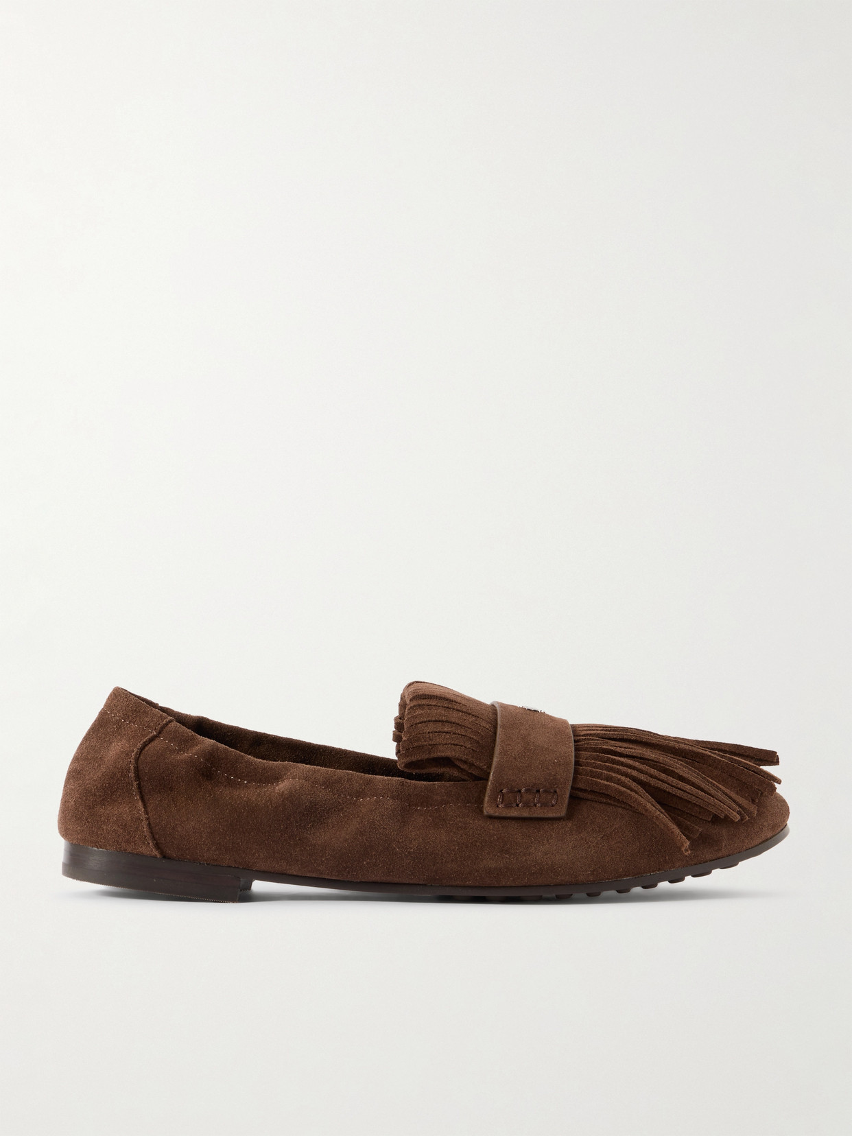 Tory Burch Fringed Suede Loafers In Brown