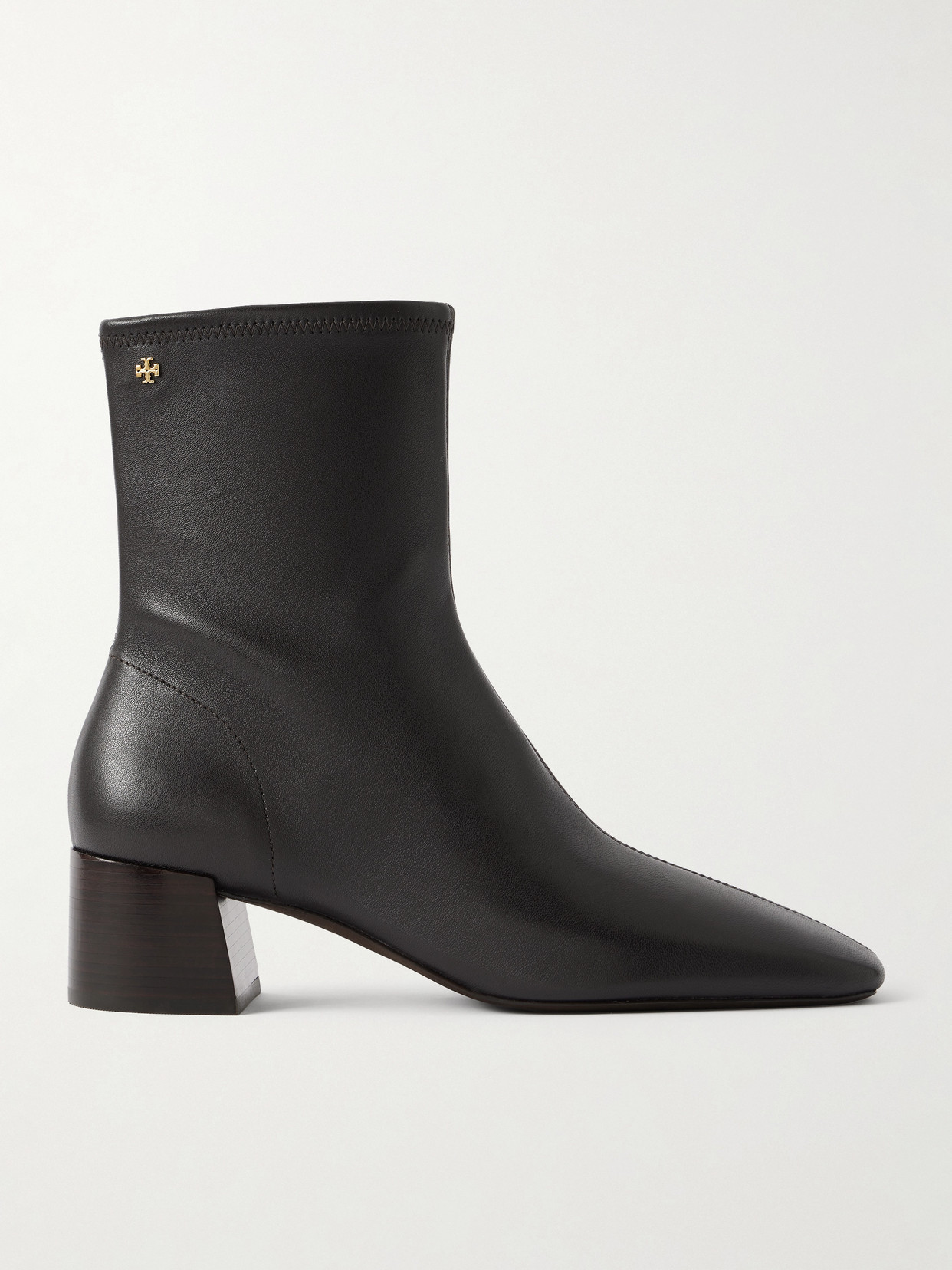 Tory Burch Black Leather Ankle Boots With Heel In Brown