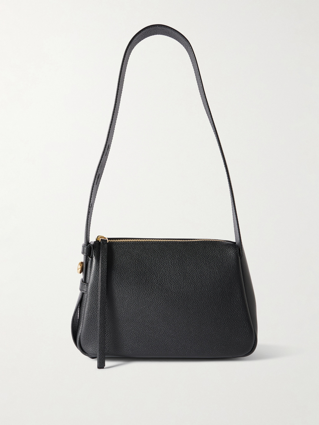 Tory Burch Romy Small Textured-leather Shoulder Bag In Black