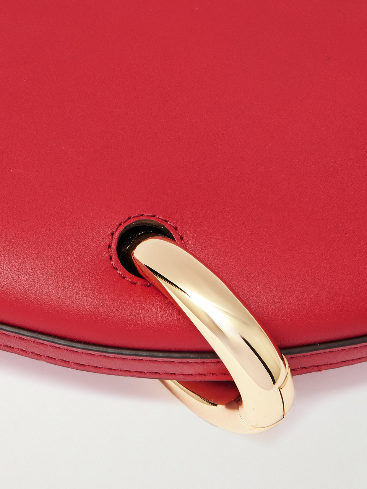 Tory Burch Pierced Small Embellished Leather Tote Bag In Red