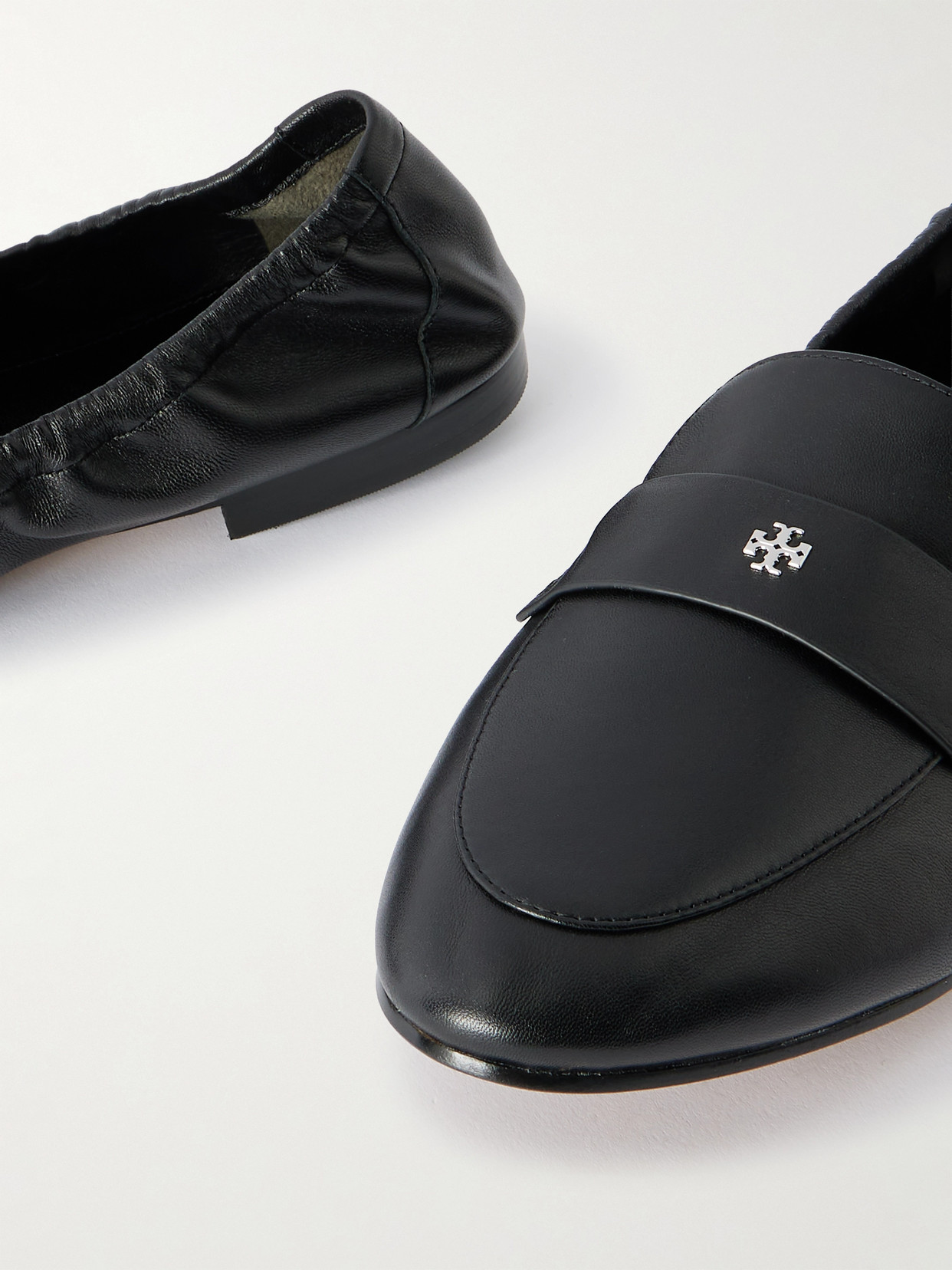 Tory Burch Embellished Leather Loafers In Black