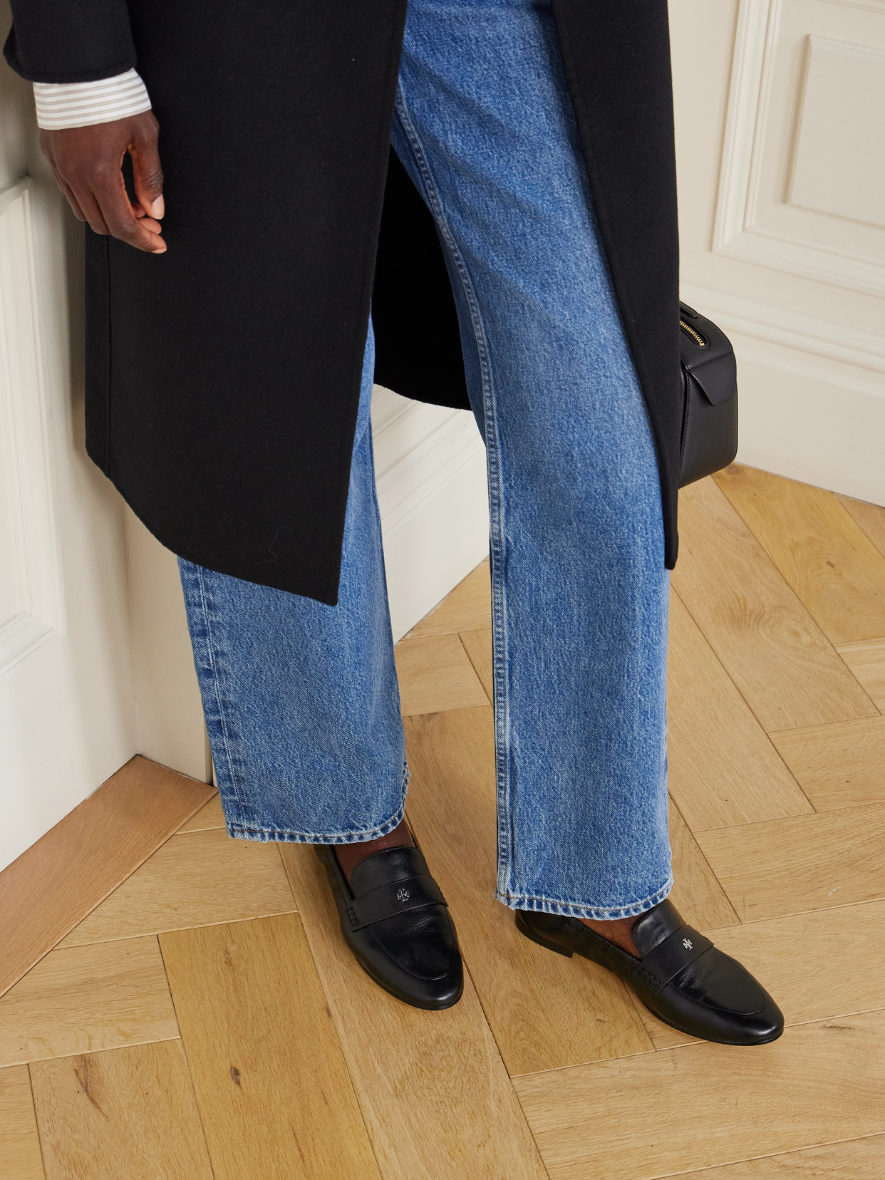 Tory Burch Embellished Leather Loafers In Black