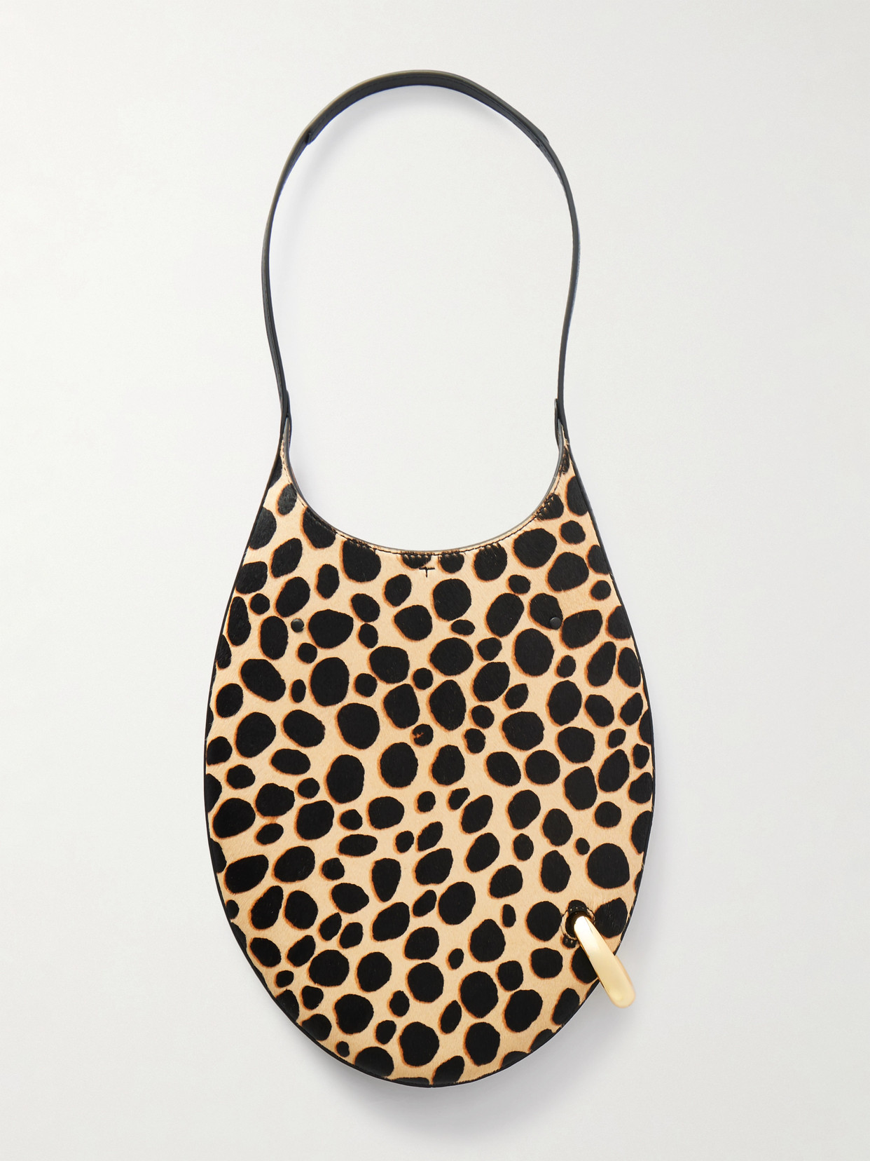 Tory Burch Pierced Embellished Leather-trimmed Leopard-print Calf Hair Shoulder Bag In Multi
