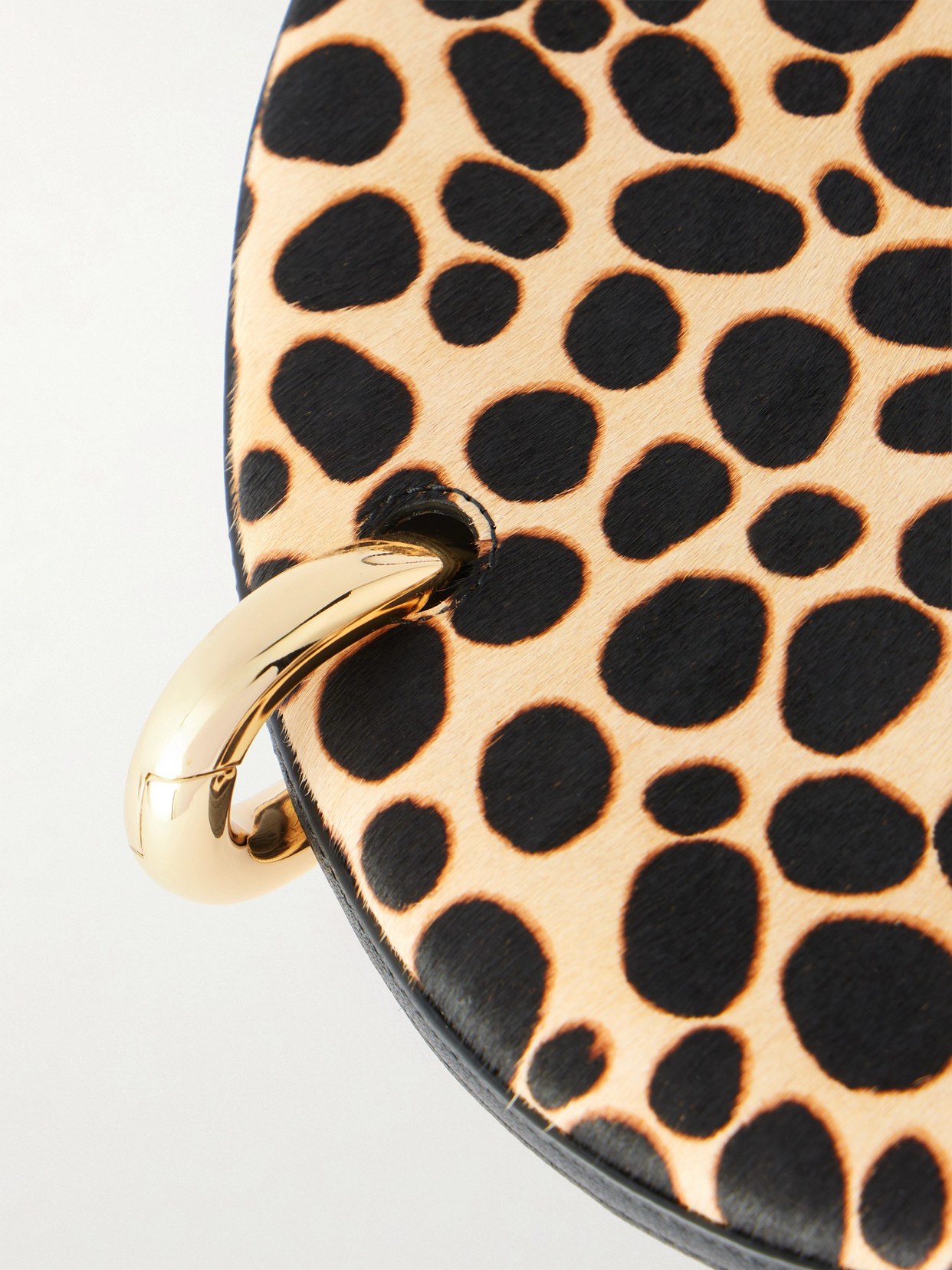 Tory Burch Pierced Embellished Leather-trimmed Leopard-print Calf Hair Shoulder Bag In Multi