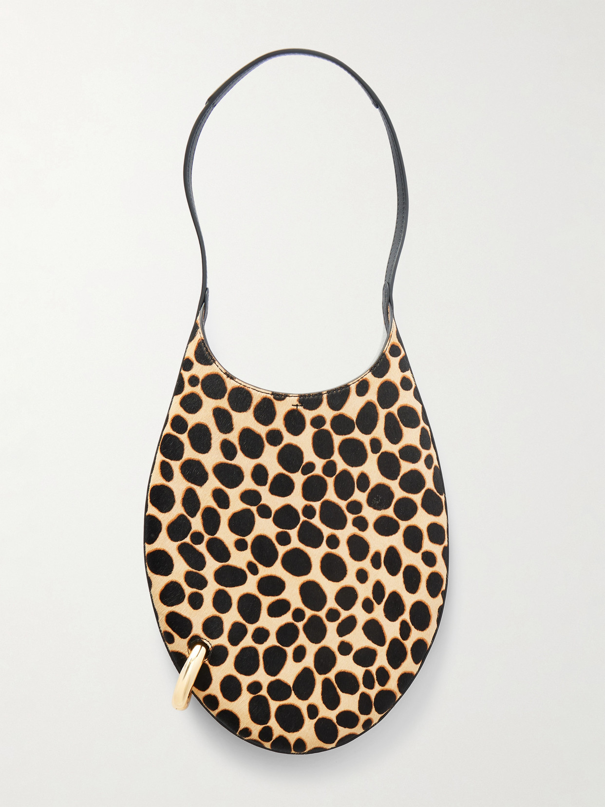 Tory Burch Pierced Embellished Leather-trimmed Leopard-print Calf Hair Shoulder Bag In Multi