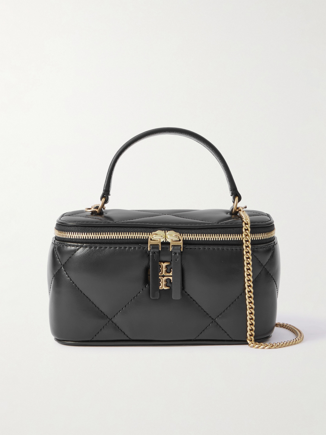 Tory Burch Kira Diamond Quilted Leather Shoulder Bag In Black