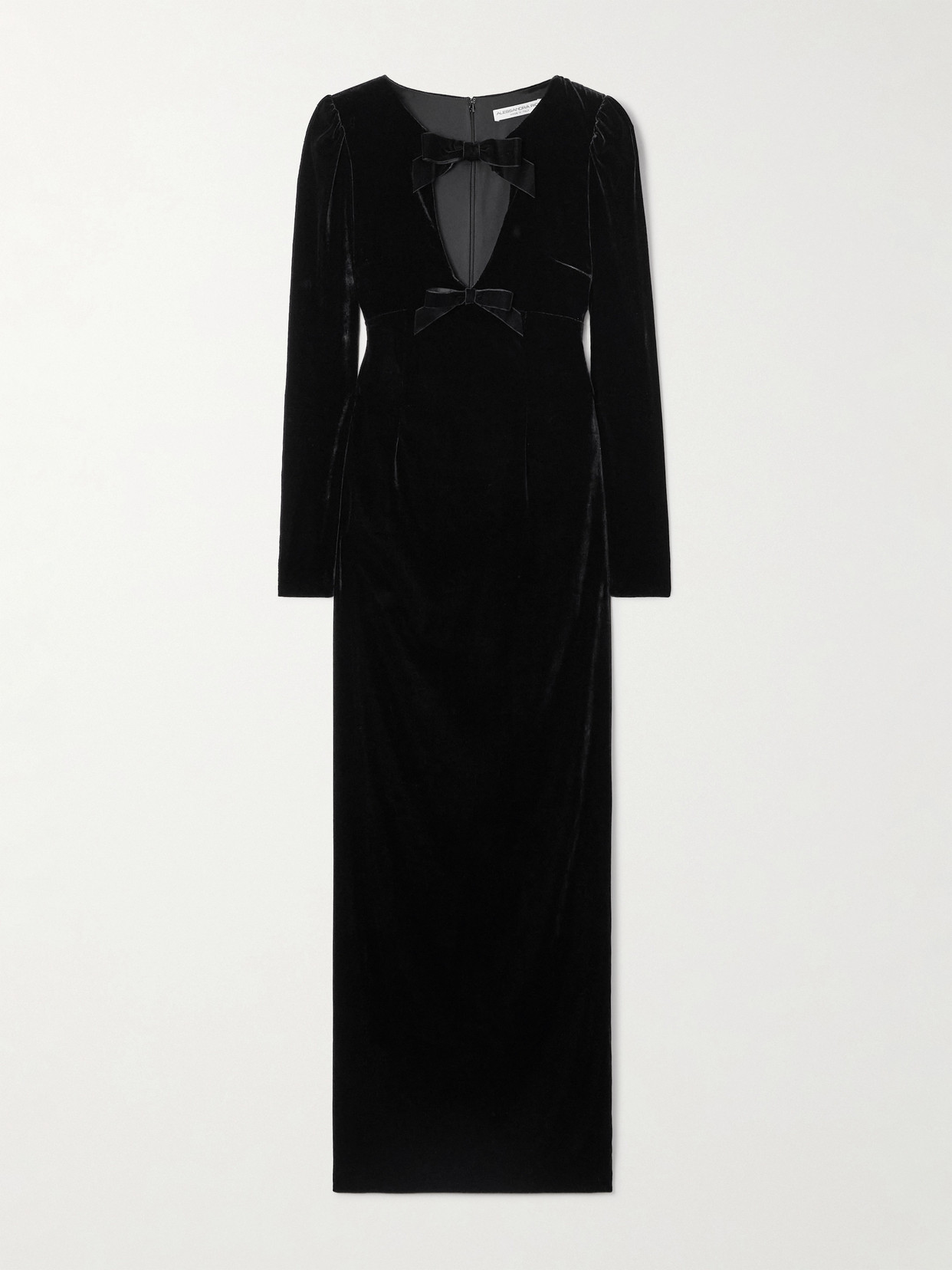 Alessandra Rich Cutout Bow-embellished Velvet Gown In Black