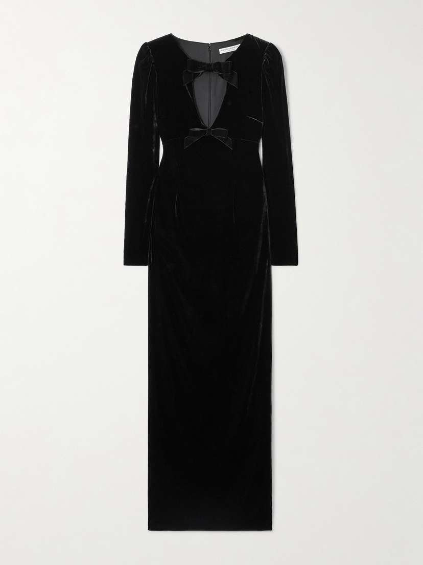 Alessandra Rich Cutout Bow-embellished Velvet Gown