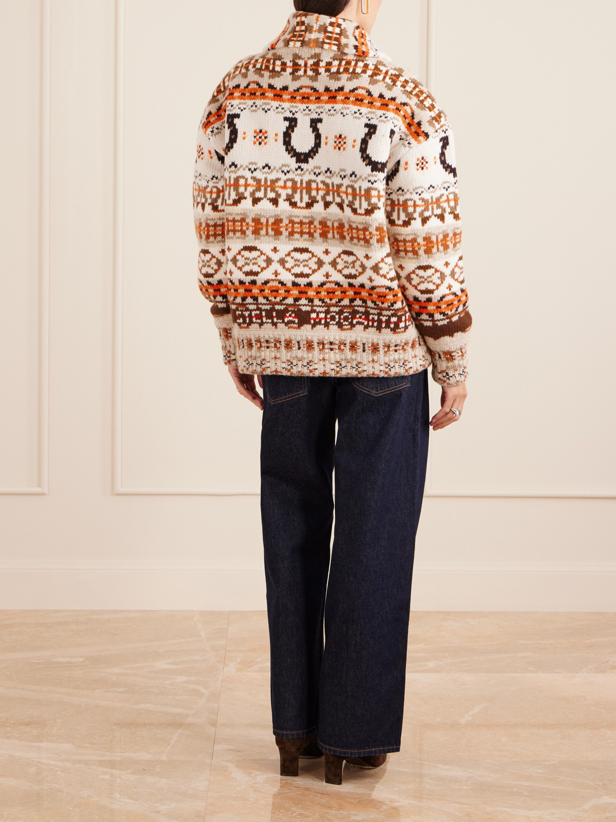 Stella Mccartney Jacquard-knit Wool Cardigan In Brown