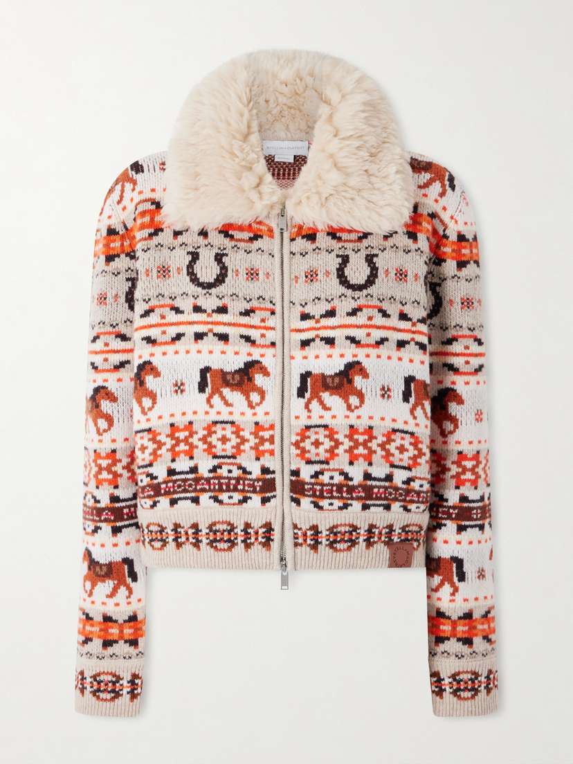 Stella McCartney Cropped Jacquard-knit Wool Cardigan