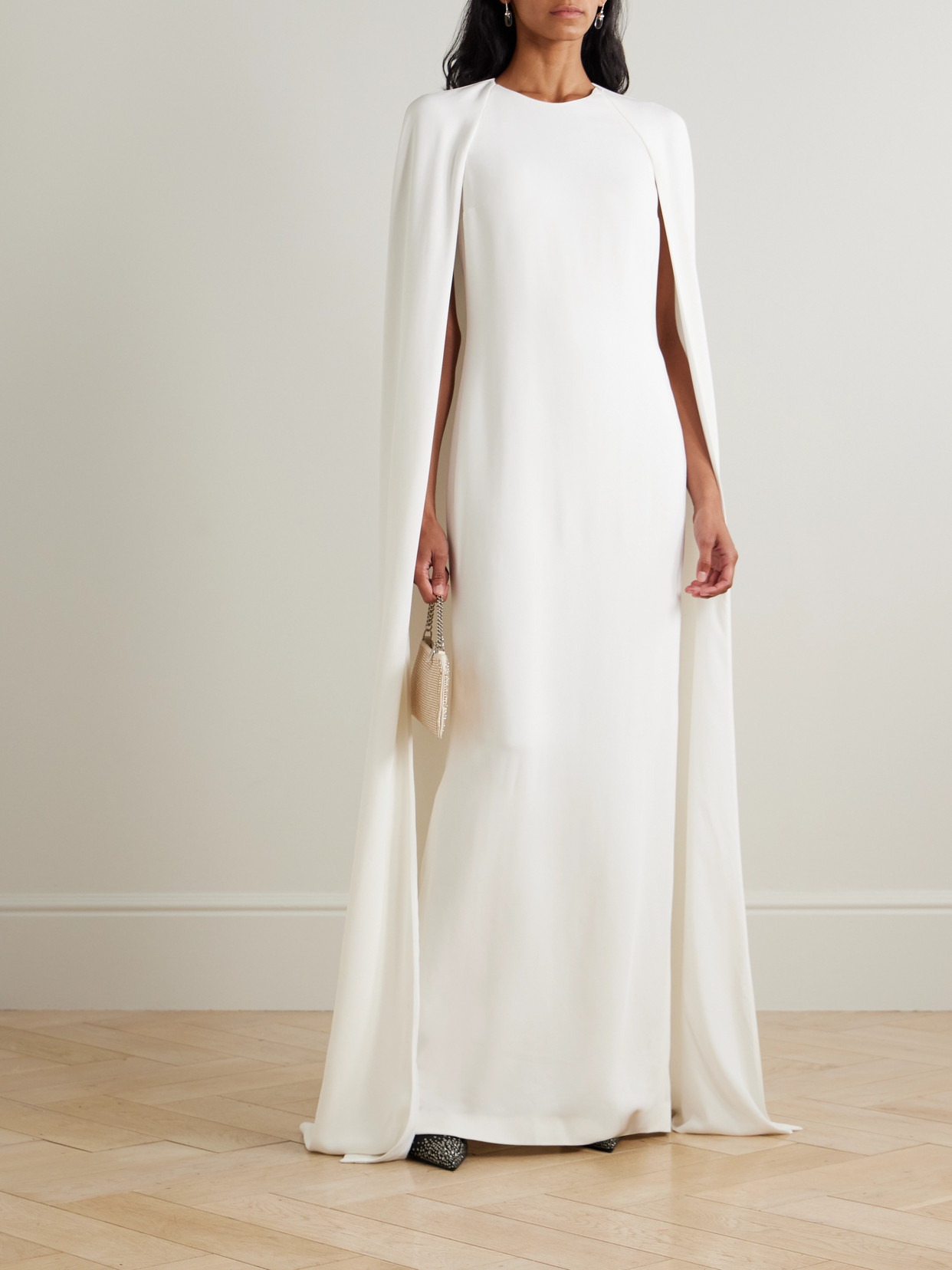 Stella Mccartney Cape-effect Stretch-cady Gown In White