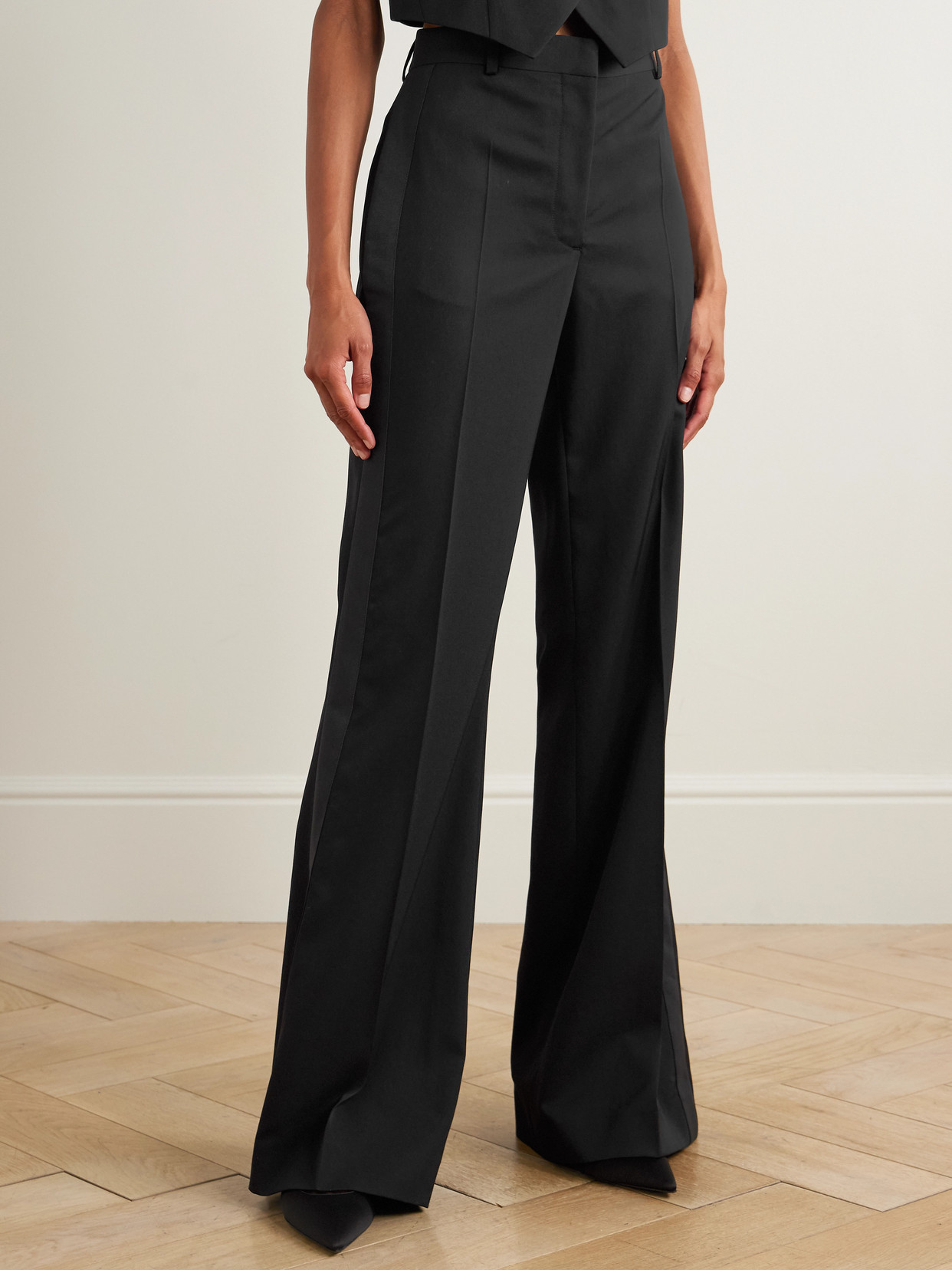 Stella Mccartney Wool-twill Flared Pants In Black