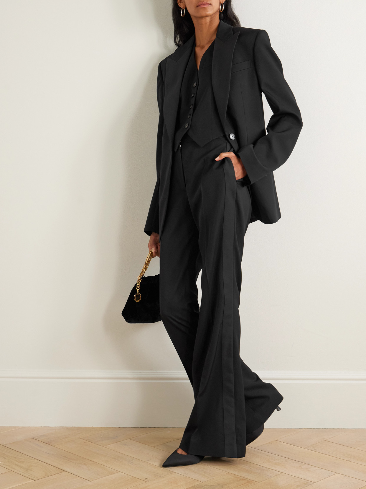 Stella Mccartney Wool-twill Flared Pants In Black