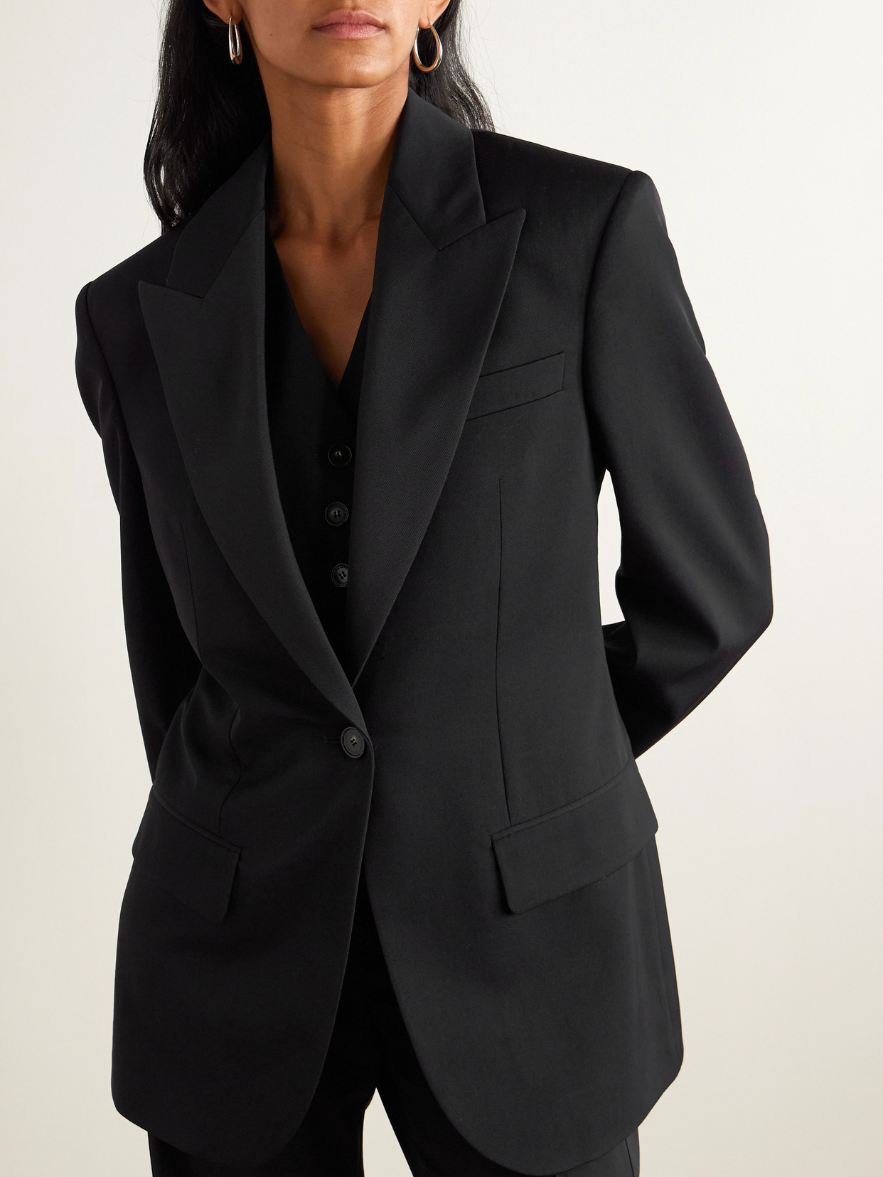 Stella Mccartney Tailored Flannel Boyfriend Jacket In Black