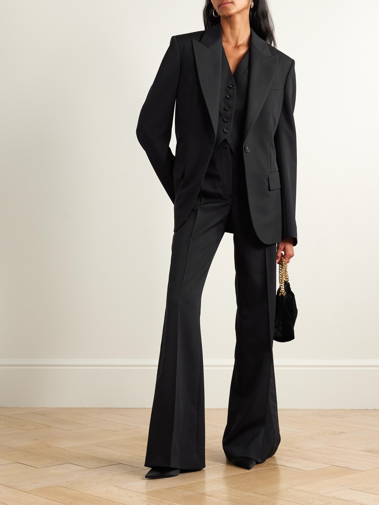 Stella Mccartney Tailored Flannel Boyfriend Jacket In Black