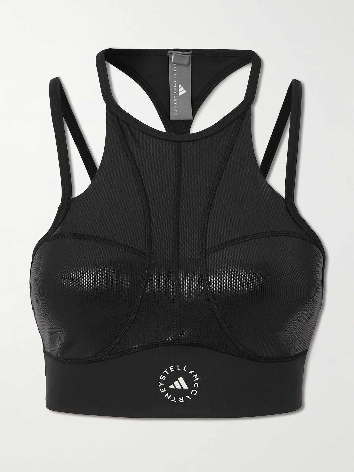 Adidas By Stella Mccartney Printed Recycled Sports Bra In Black