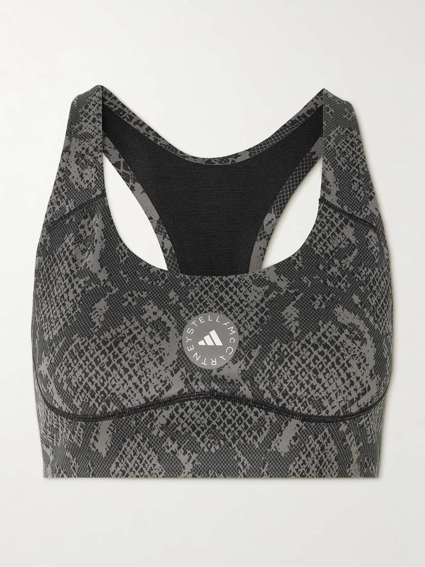 adidas by Stella McCartney Power Impact Snake-print Recycled-stretch Sports Bra