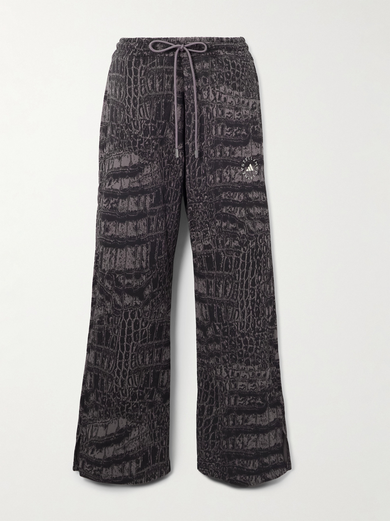 Adidas By Stella Mccartney Printed Organic Cotton-jersey Track Pants In Black